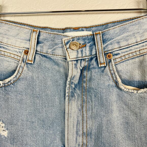 Zara Chewed Edge Denim Skirt Jean Blue Light Wash - S - Picture 3 of 5